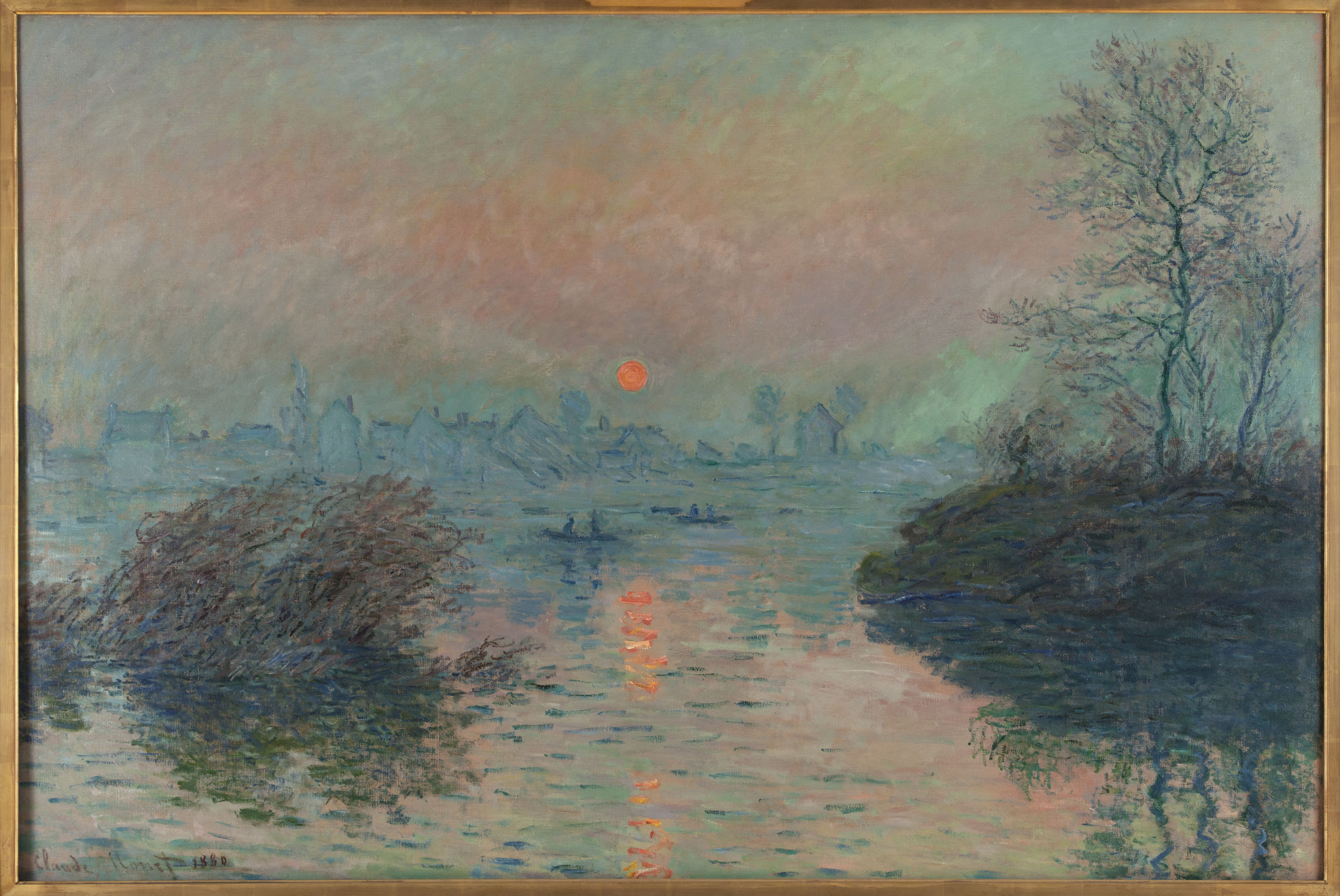 Claude Monet : Soleil couchant sur la Seine à Lavacourt, effet d'ruche, 1880, Petit palais, musée des Beaux-arts de la Ville de Paris.