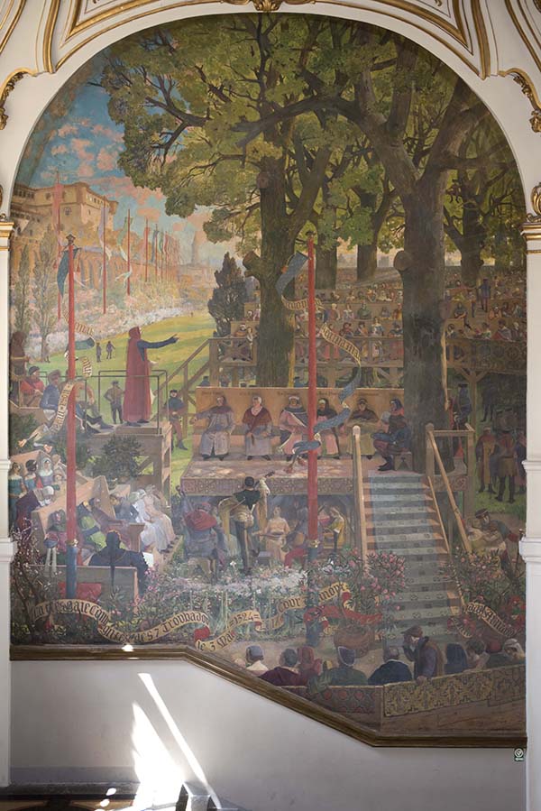 Les Jeux Floraux, toile de Jean-Paul Laurens peinte à Paris et reçue à Toulouse en juillet 1915.