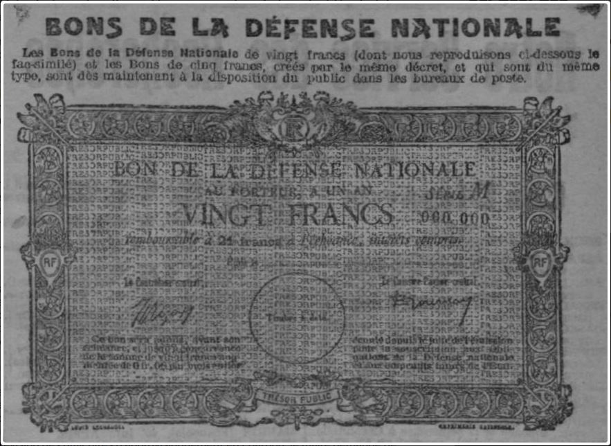 Bon de la Défense Nationale reproduit dans la presse locale