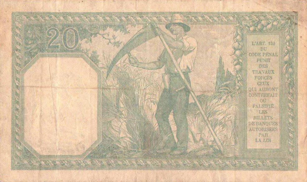 Billet de 20 F - Verso