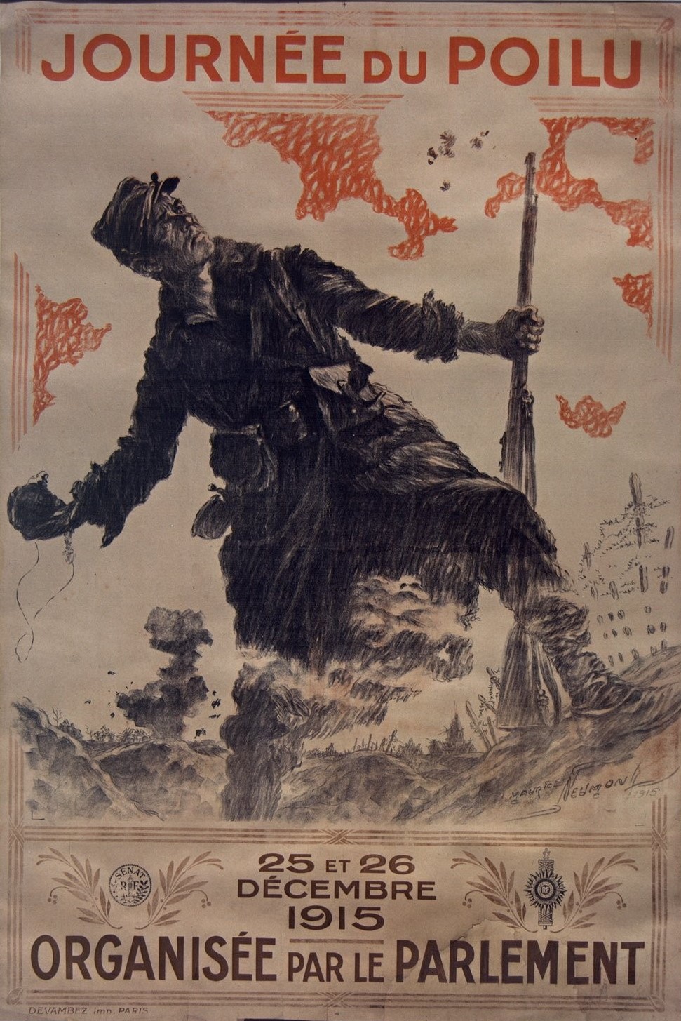 Journée du poilu, 25 et 26 décembre 1915... : Affiche de Maurice Neumont.