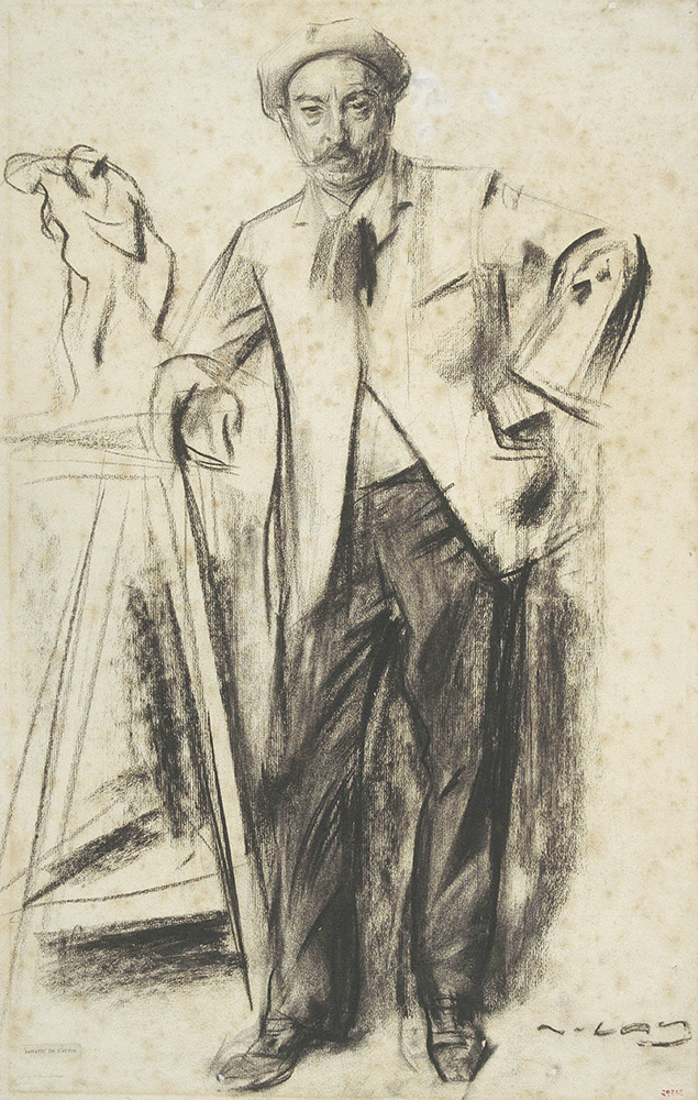 Portrait d'Antonin Mercié (vers 1900), dessin par Ramon Casas, musée national d'art de Catalogne (MNAC), Barcelone.