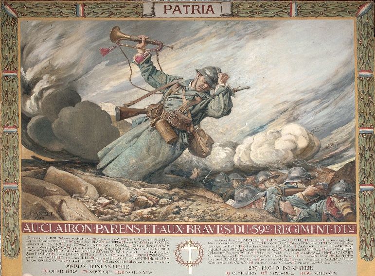 Pamiers, cathédrale Saint-Antonin, détail du tableau dédié au clairon Parens