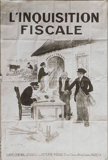 Le comité central d’études et de défense fiscale placarde sur les murs de Paris cette affiche de Georges Villa datée de 1914.