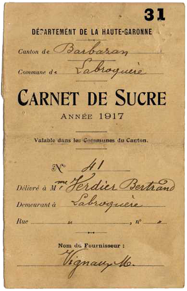 Carte de sucre, recto