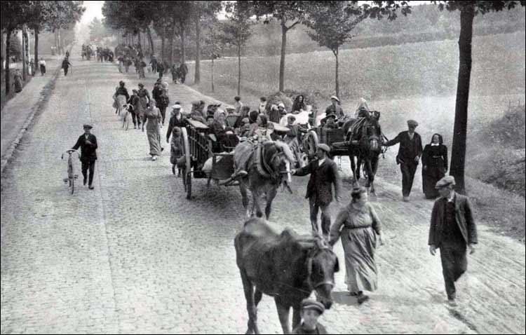 Réfugiés belges en 1914 fuyant les zones de combats