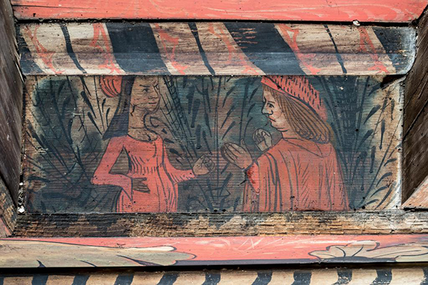 Plafond peint de Lagrasse (c) Georges Puchal, Ponctuation monumentale, Commune de Lagrasse, Inventaire général Région Occitanie