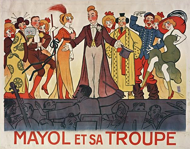 Affiche Mayol et sa troupe, 1915 d’Adrien Barrère.