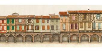 Dessin de la place de Mirepoix