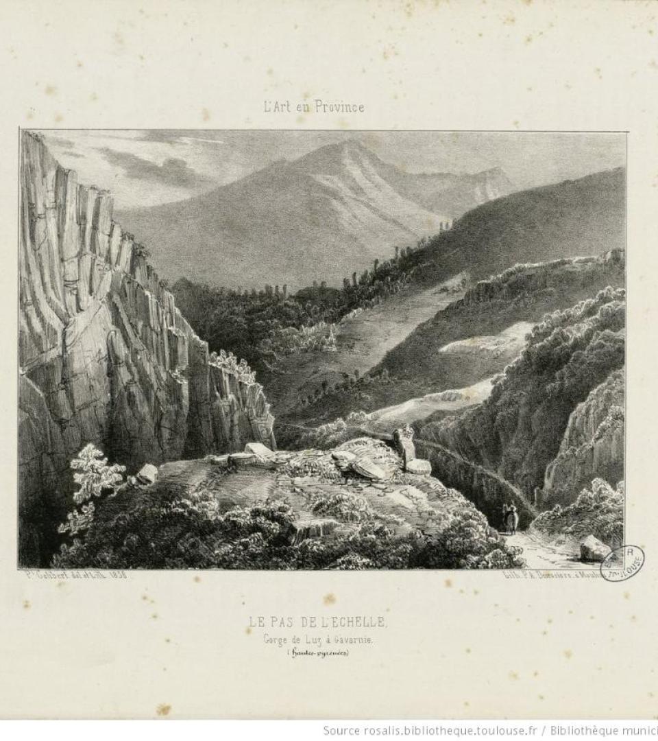 Le Pas de l'Echelle, par Paul-Jean-Pierre Gélibert, lithographie, 1838