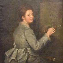 Autoportrait au chevalet par Marie Petiet, 1872. 