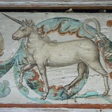Licorne, plafond peint. Château de Fiches, Verniolles (09)