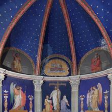Vue d'ensemble du sanctuaire, peint par Melchior Doze, église Saint-Privat de Rivières (30)