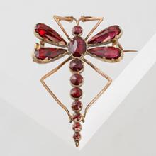 Broche libellule, grenat de Perpignan (66)